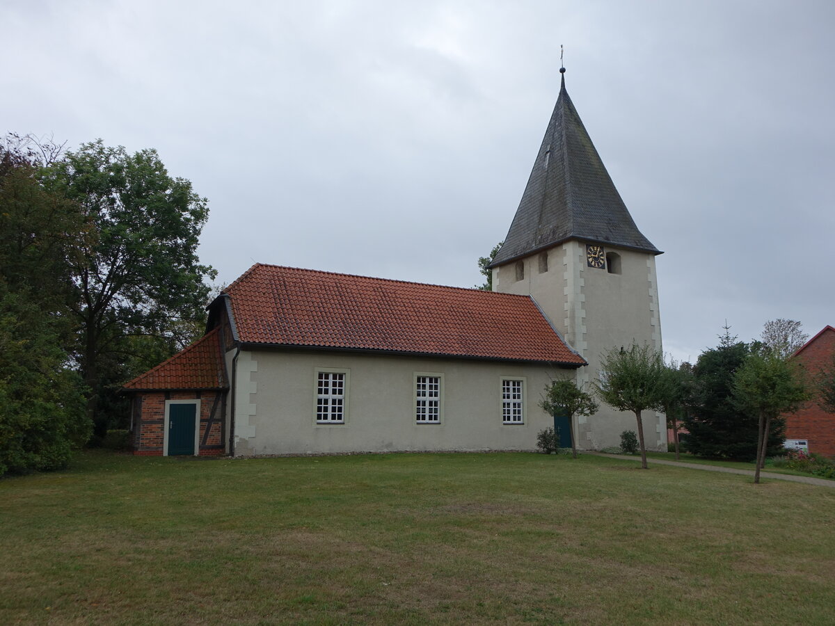 Wipshausen, evangelische St. Sebastian Kirche, erbaut 1551, Westturm noch aus dem 12. Jahrhundert (16.09.2025)