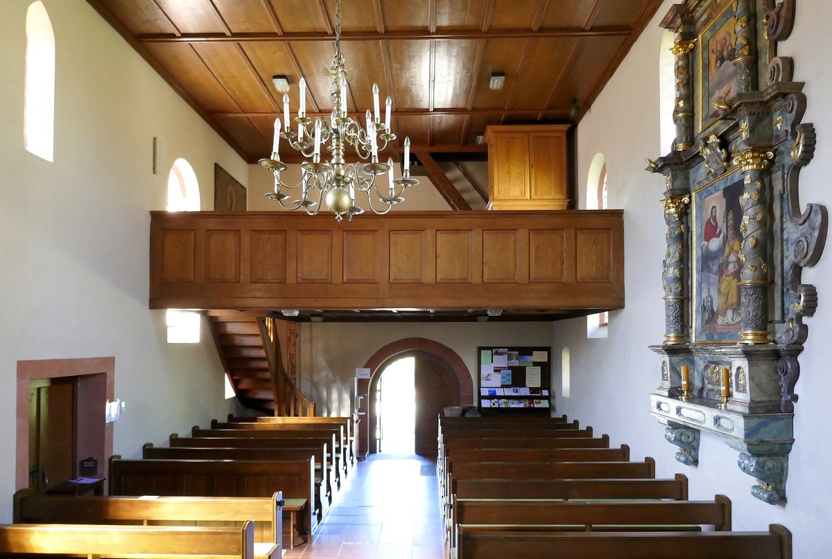 Wittelbach, Blick zur Orgelempore in der Kirche St.Peter und Paul, Juli 2020