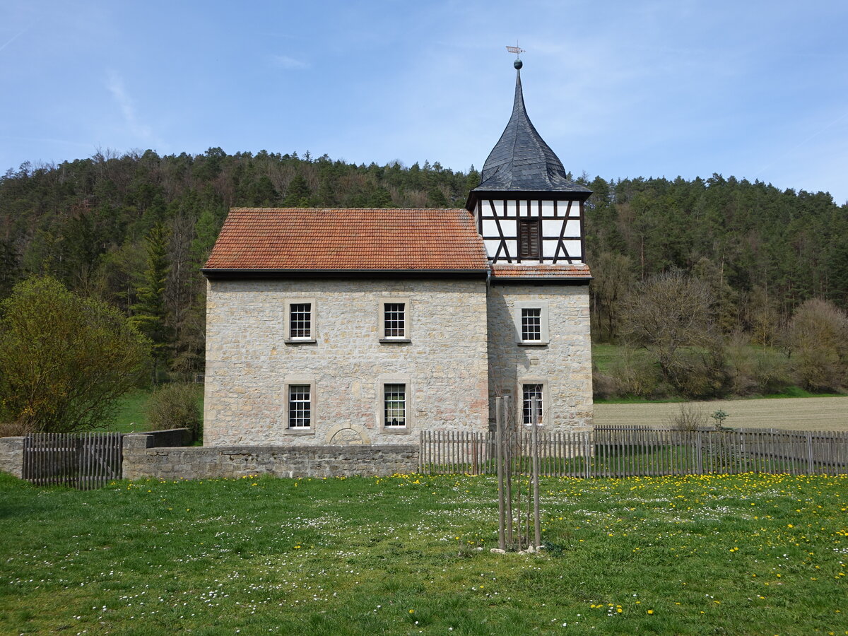 Wittersroda, evangelische Kirche, kleine barocke Kirche aus dem 18. Jahrhundert (22.04.2023)