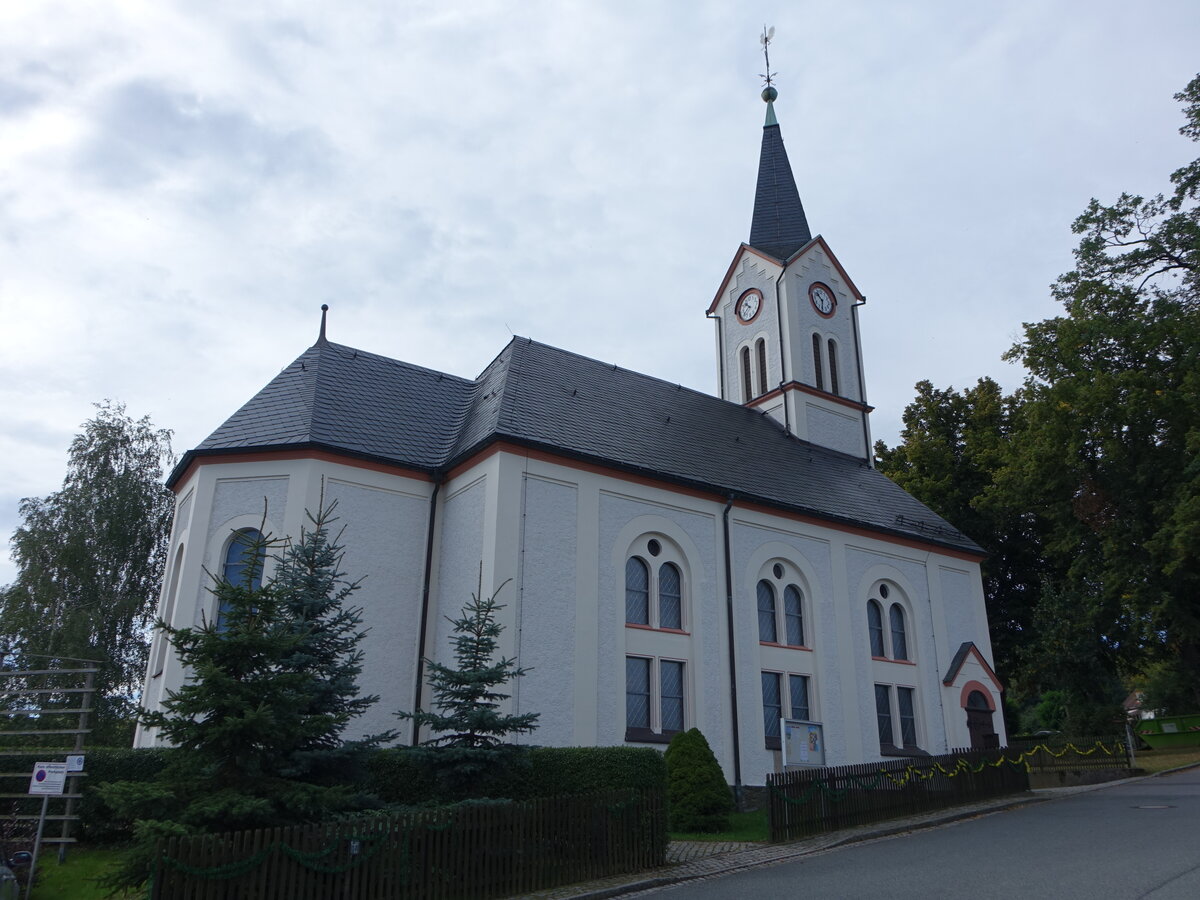 Witzschdorf, evangelische Martin Luther Kirche, erbaut von 1896 bis 1898 durch Carl Ostreich (17.09.2023)