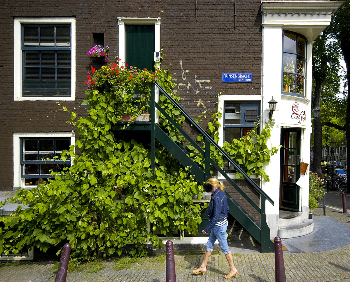 Wohnhaus am Prinsengracht in Amsterdam. Aufnahme: August 2008.