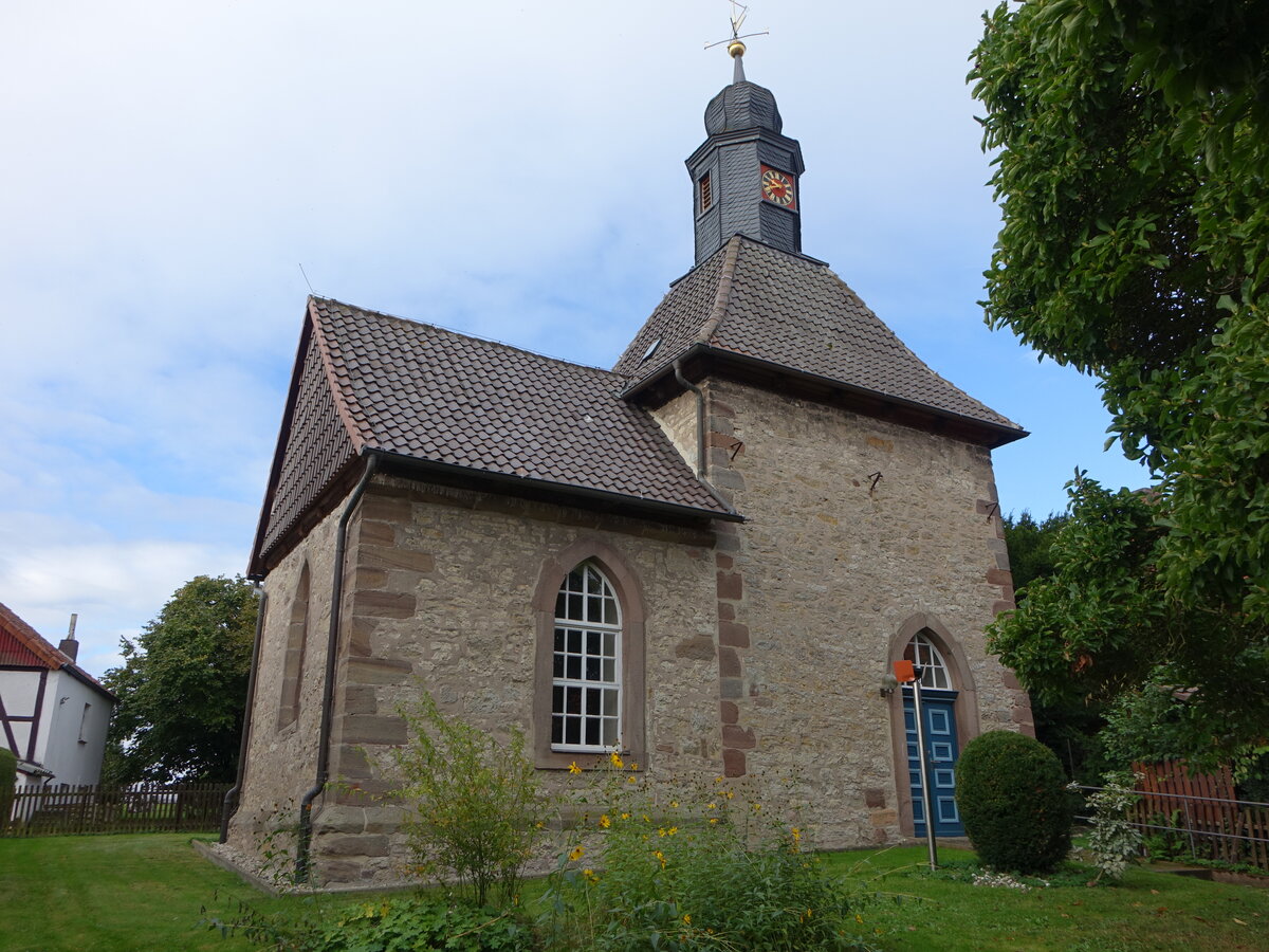 Wolbrechtshausen, evangelische Kapelle, erbaut im 14. Jahrhundert (01.10.2023)