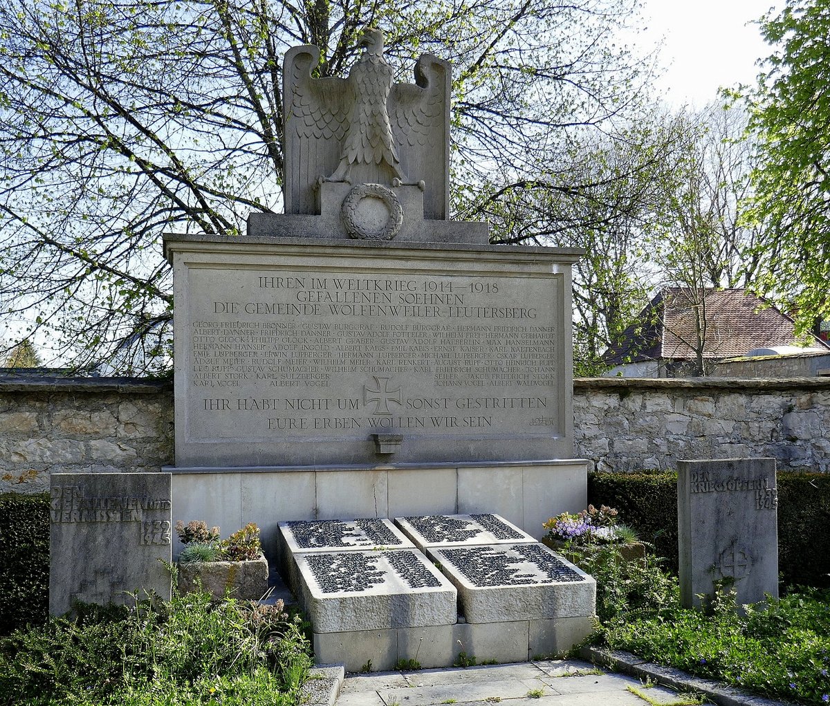 Wolfenweiler im Markgrflerland, Denkmal fr die Gefallenen der beiden Weltkriege, April 2018