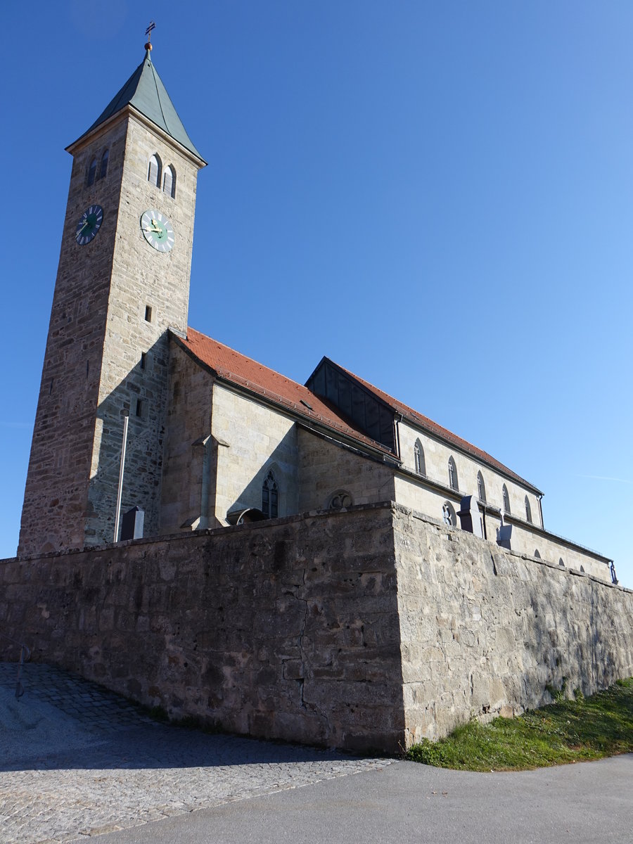 Wollaberg, kath. Pfarrkirche St. gidius, erbaut 1844 nach Plnen von Leonhard Schmidtner (22.10.2018)