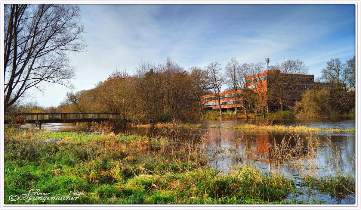 Wmme Hochwasser am Kreishaus in Rotenburg, November 2015