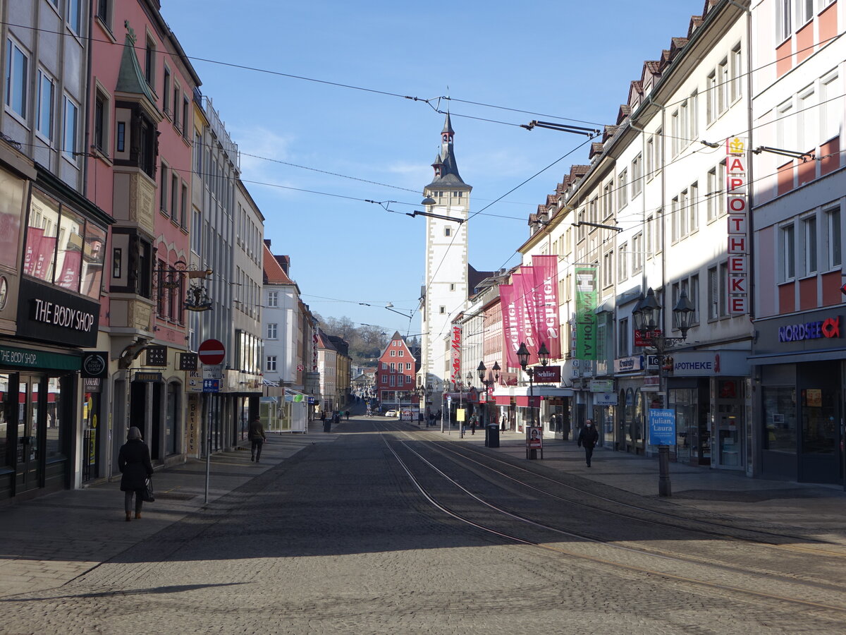 Wrzburg, Blick in die Domstrae mit Rathausturm (21.02.2021)