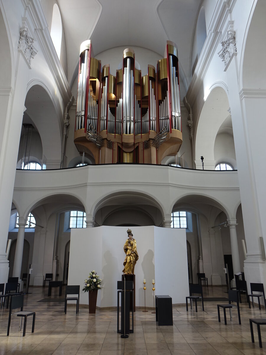 Würzburg, Orgelempore in der Augustinerkirche, erbaut von 1995 bis 1996 von der Orgelbaufirma Klais (21.02.2021)