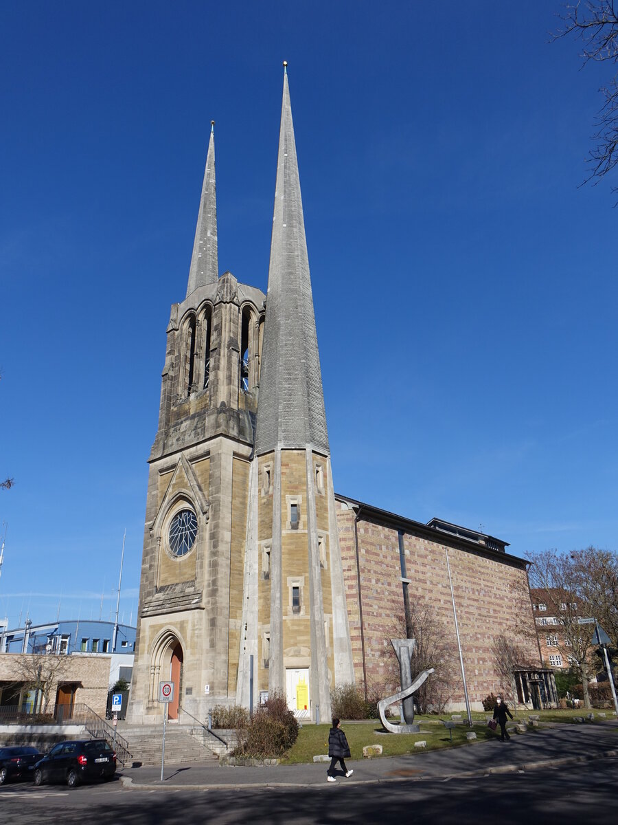 Wrzburg, Pfarrkirche St. Johannis, erbaut ab 1892 durch den Architekten Hermann Steindorff (21.02.2021)