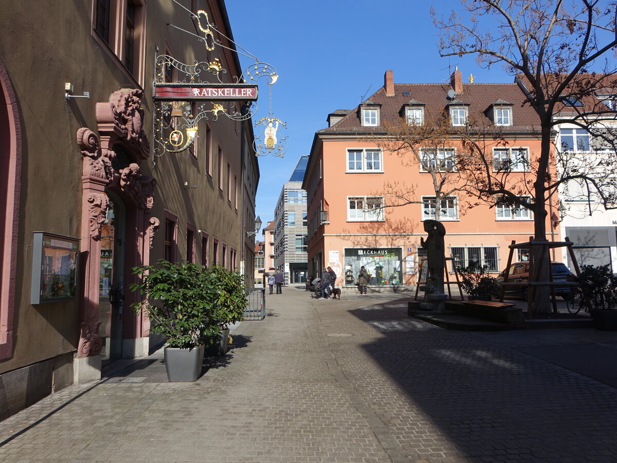 Wrzburg, Ratskeller und Gebude in der Langgasse (21.02.2021)