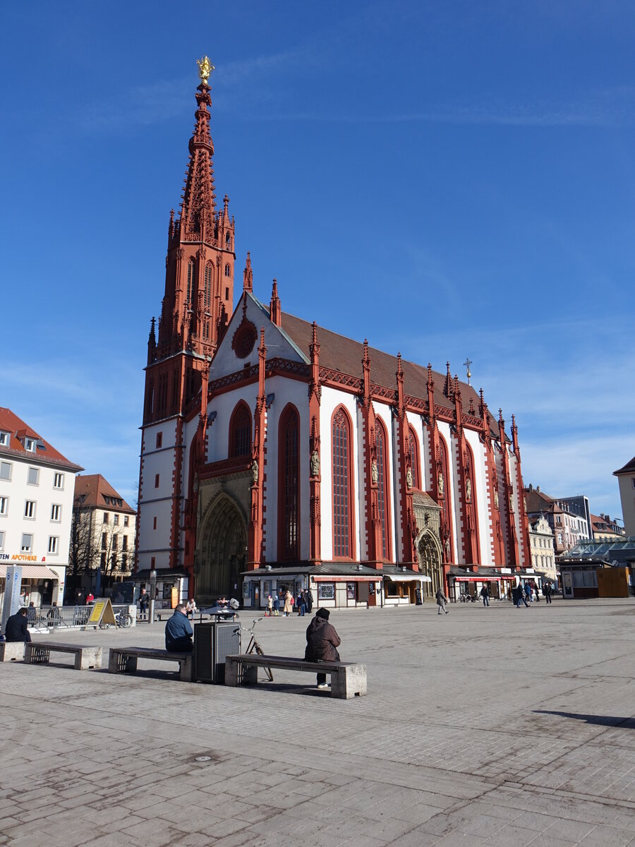 Wrzburg, St. Marien Kirche am unteren Markt, erbaut ab 1377 (21.02.2021)