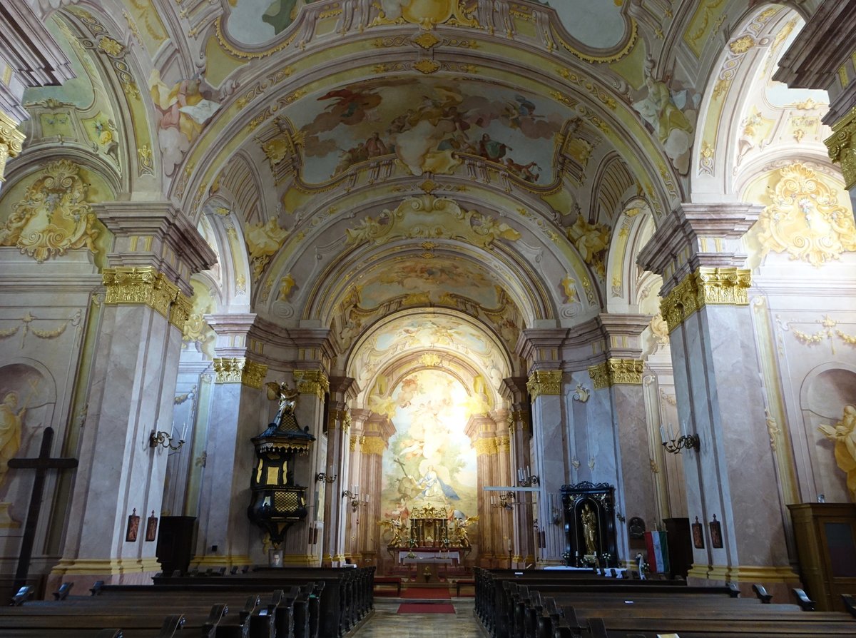 Zalaegerszeg, Innenraum der Maria Magdalena Kirche, Hochaltarbild von Johann Cymbal (29.08.2018)