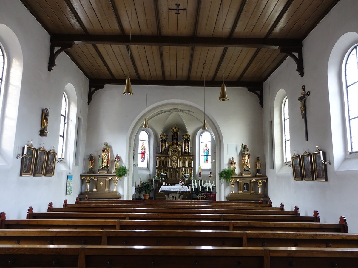 Zandt, Innenraum der kath. Pfarrkirche Maria Himmelfahrt, erbaut bis 1880 (04.11.2017)