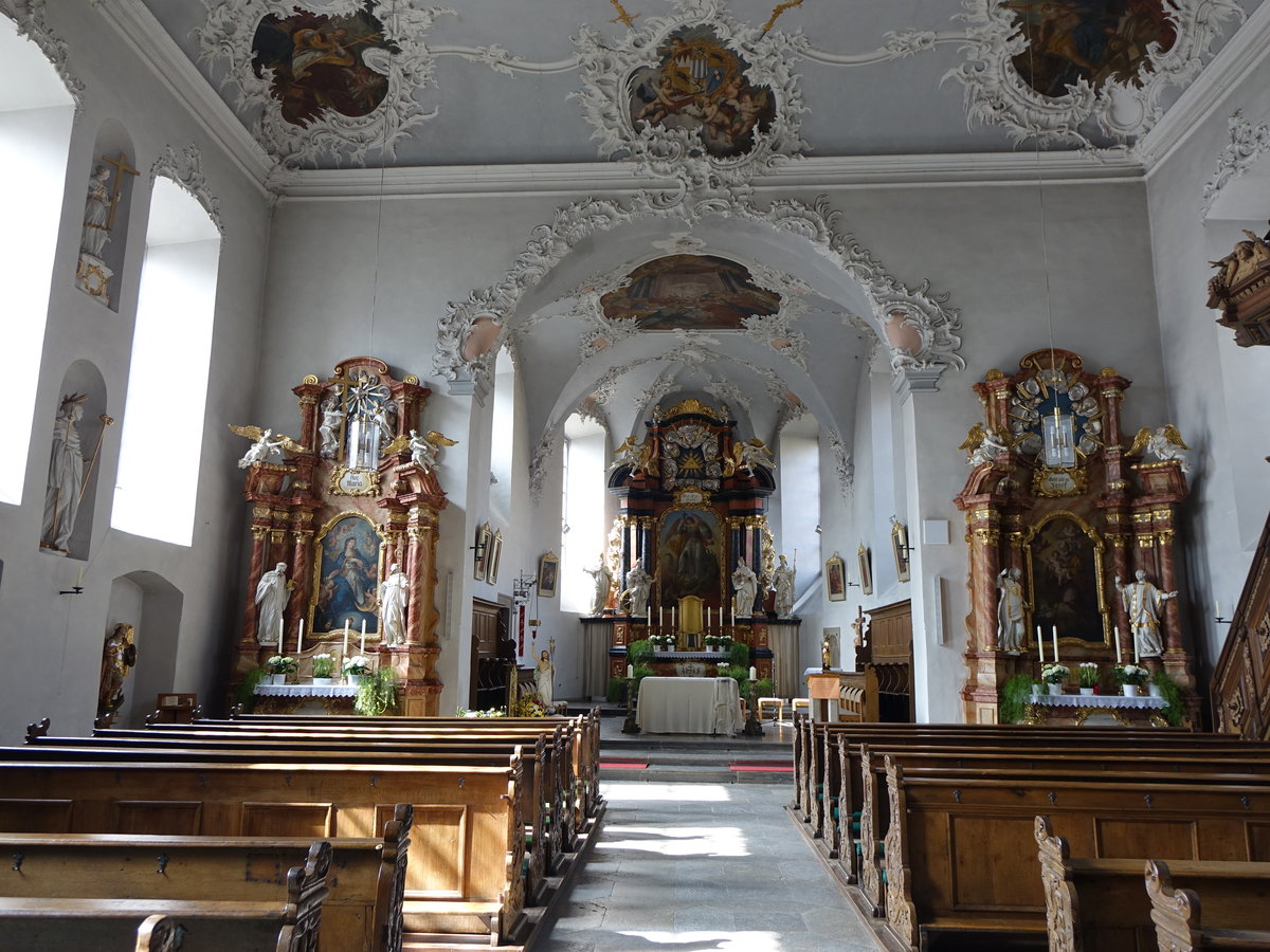 Zeil am Main, Altre in der St. Michael Kirche, Saalbau mit eingezogenem polygonalem Chor, erbaut von 1713 bis 1732 (26.03.2016)