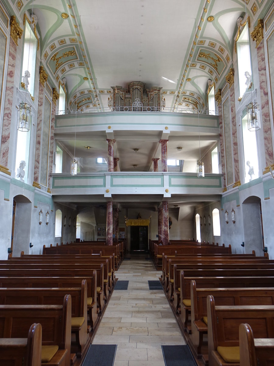 Zellingen, Orgelempore in der kath. Pfarrkirche St. Georg (15.08.2017)