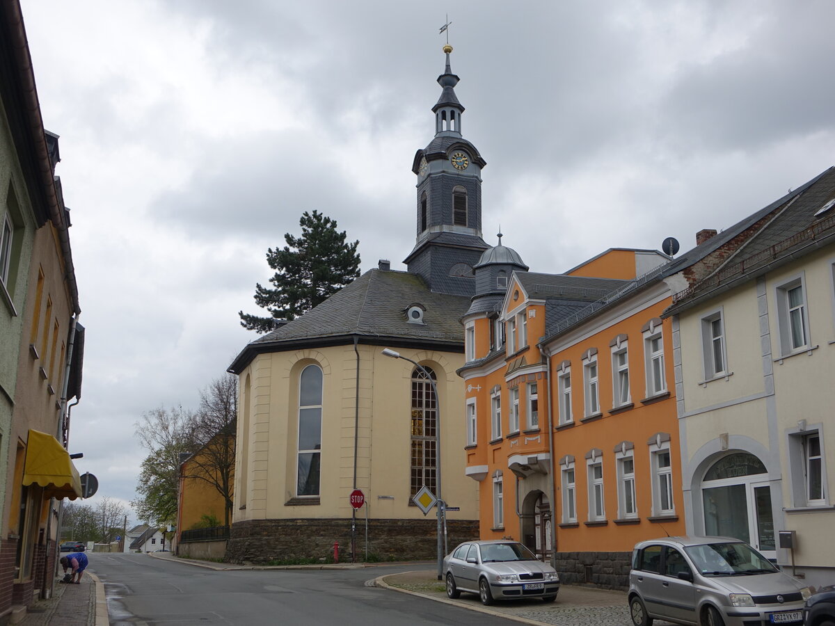 Zeulenroda, evangelische Kreuzkirche, erbaut 1885 (29.04.2023)