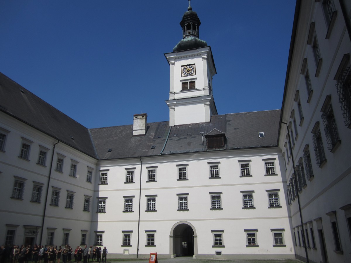 Zisterzienserabtei Schlierbach, gegrndet 1355 von Eberhard von Wallsee, Stiftskirche Maria Himmelfahrt, erbaut von 1660 bis 1679 durch Carlone (22.08.2013)