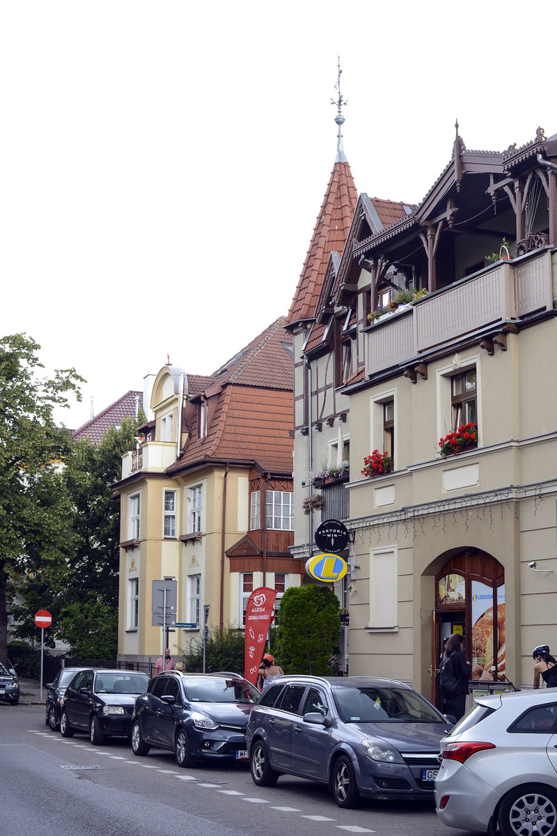 Zoppot / Sopot. Huser aus der Grnderzeit an Ulica Jana Jerzego Haffnera (Frher: Wilhelmstrae). Aufnahme: 16. August 2019.