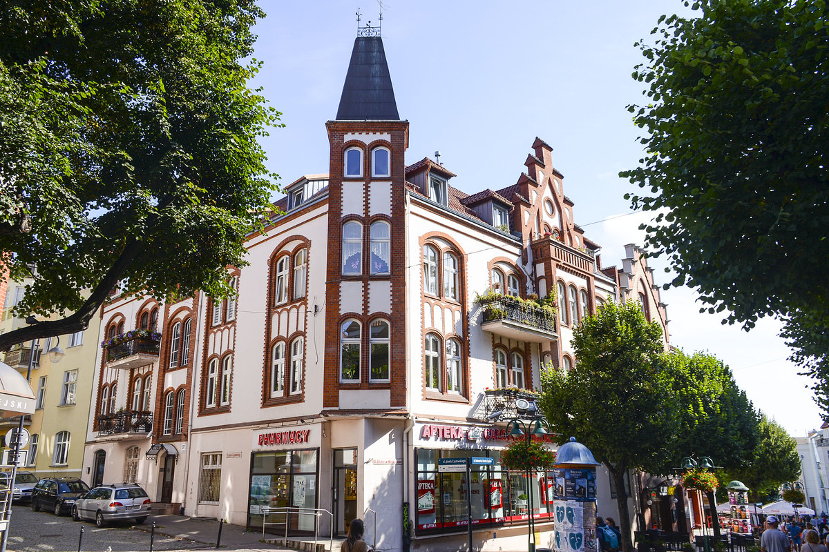 Zoppot - Sopot. Ecke Ulica Alfonsa Chmielewskiego (Eichendorffstrae) - Bohaterw Monte Cassino (See Strae). Aufnahme: 14. August 2019.