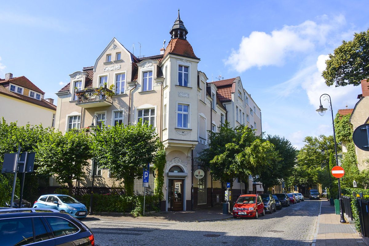 Zoppot - Sopot. Haus an der Ecke Morska/Krlowej Jadwigi (Badestrae/Victoriastrae). Aufnahme: 14. August 2019.