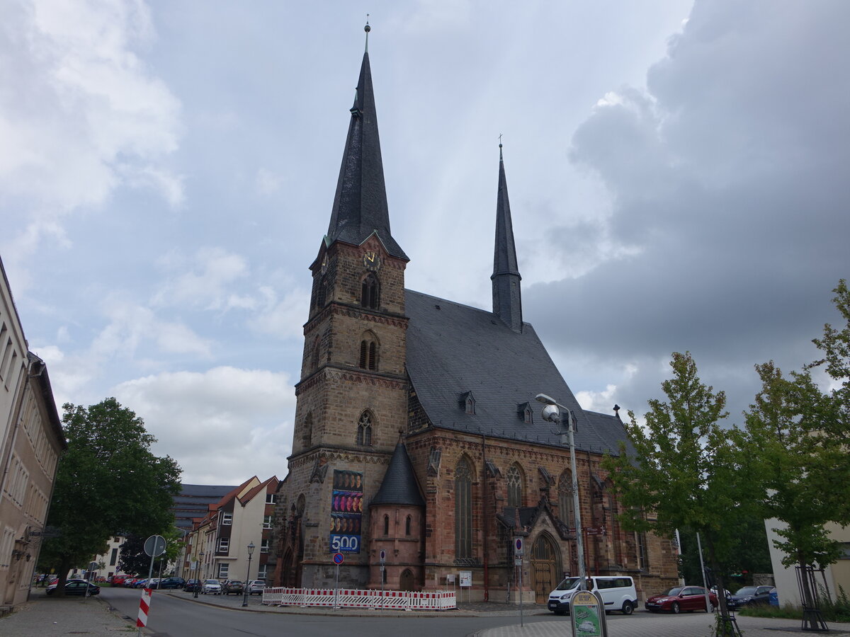 Zwickau, evangelische St. Katharinen Kirche, erbaut von 1403 bis 1470 (13.08.2023)