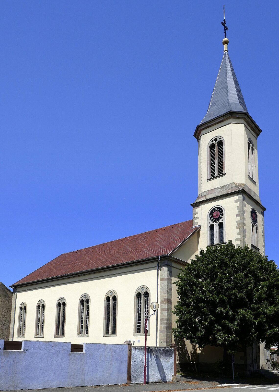 Algolsheim im Oberelsaß, die evangelische Kirche, Juli 2021