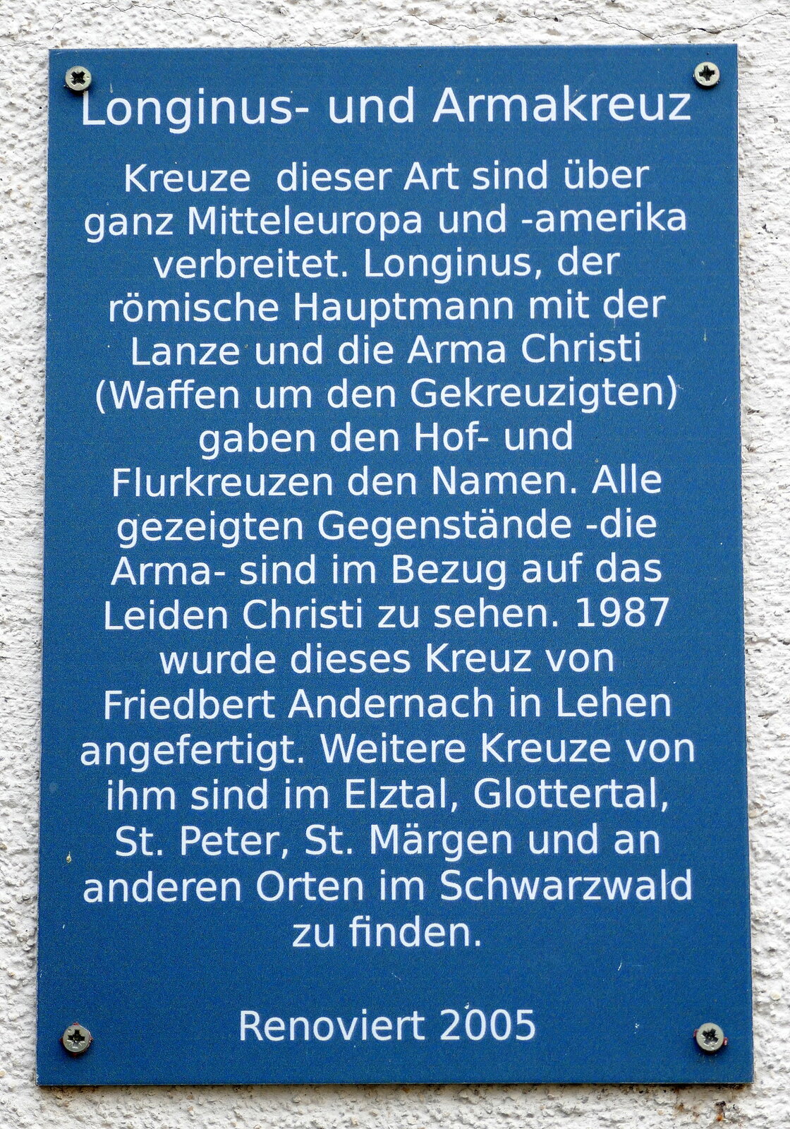 Freiburg-Lehen, Info-Tafel zum Langinuskreuz am Alten Friedhof, Dez.2022