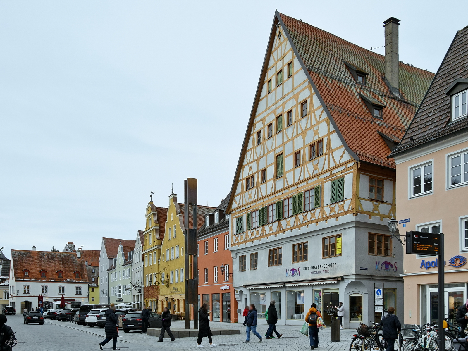 Historische Gebude am Weinmarkt im Memmingen. (November 2023)