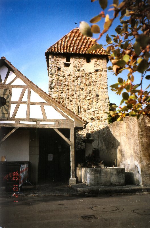 Alter Turm an der Stadtmauer, Stein am Rhein, Unterstadt SCHWEIZ, Aufnahme vom Oktober 2000