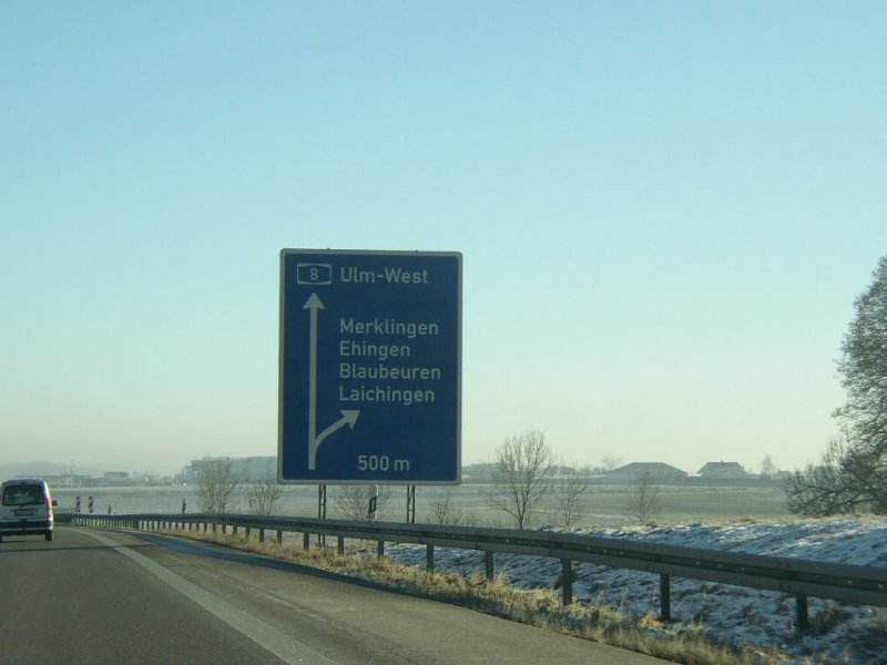 Autobahn A8 in der Nähe vom Kreuz  Ulm ! 25.12.07
