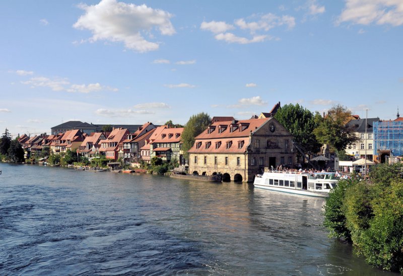 Bamberg, Schiffsanlegestelle und ein Teil von  Klein-Venedig  - 30.08.2009