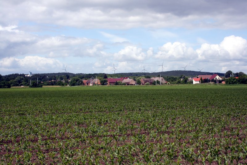 Blick auf den Orsteil Bresinchen, vom Oder-Neisse Radweg (Bresinchener Strae) am 04.06.09