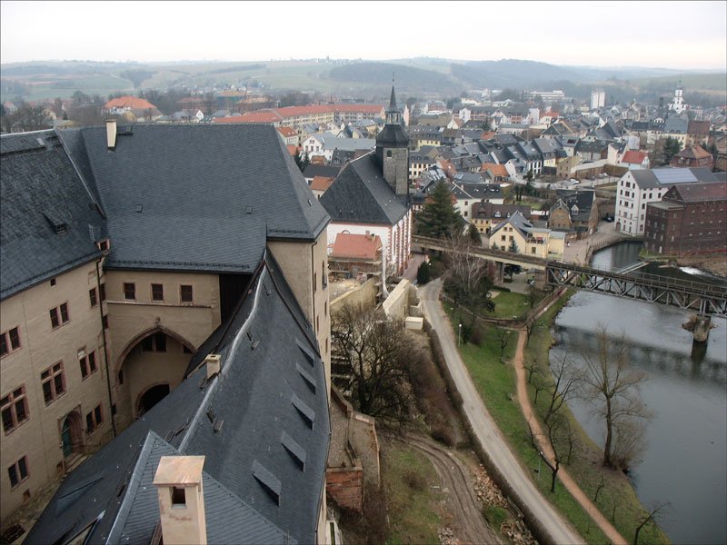 Blick von der Burg auf die Stadt Rochlitz an der Zwickauer Mulde; 05.01.2008
