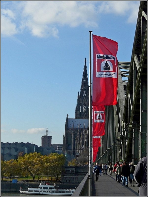 Blick entlang der Hohenzollernbrcke in Richtung Klner Dom. 08.11.08 (Jeanny) 