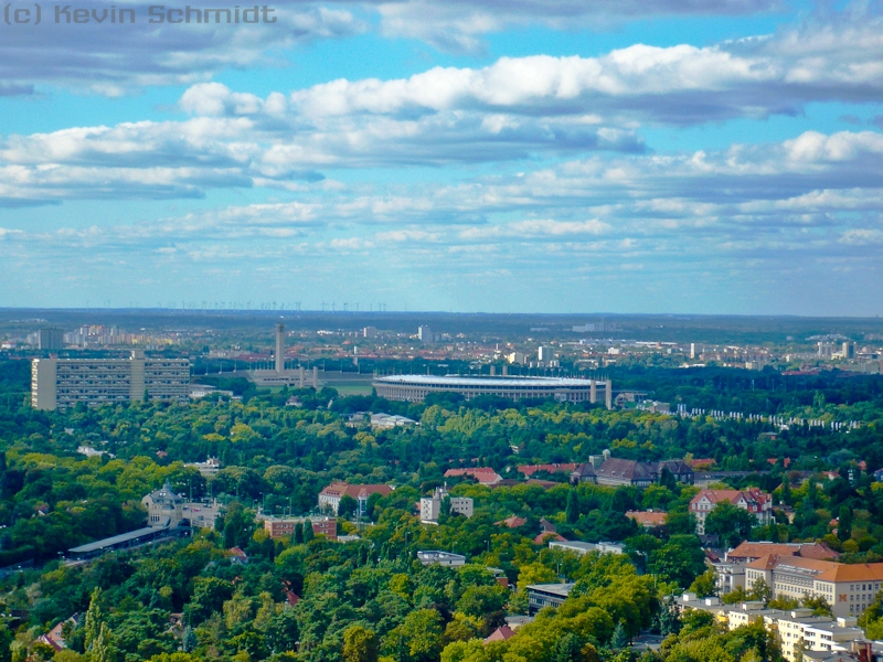 Blick vom Funkturm zum Olympiastadion, 13.09.2008