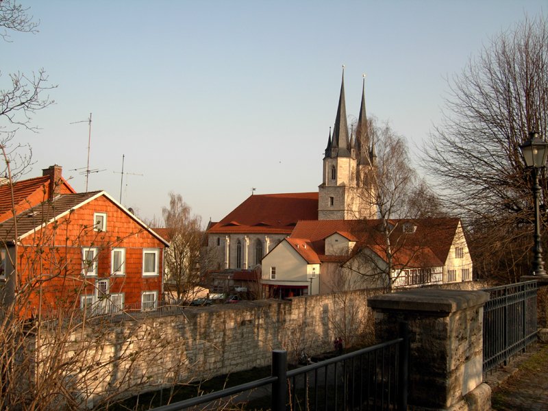 Blick von der Stadtmauer zur Jakobikirche (3.4.2009)
