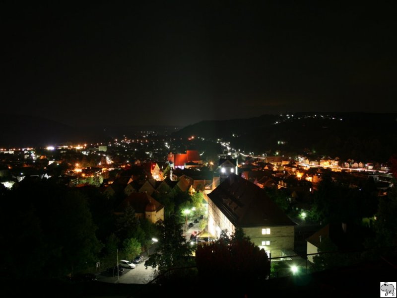 Blick ber das nchtliche Kronach von der Festung Rosenberg aus. Die Aufnahme entstand whrend der Veranstaltung  Kronach leuchtet  in der Nacht vom 26. auf den 27. Juli 2008.