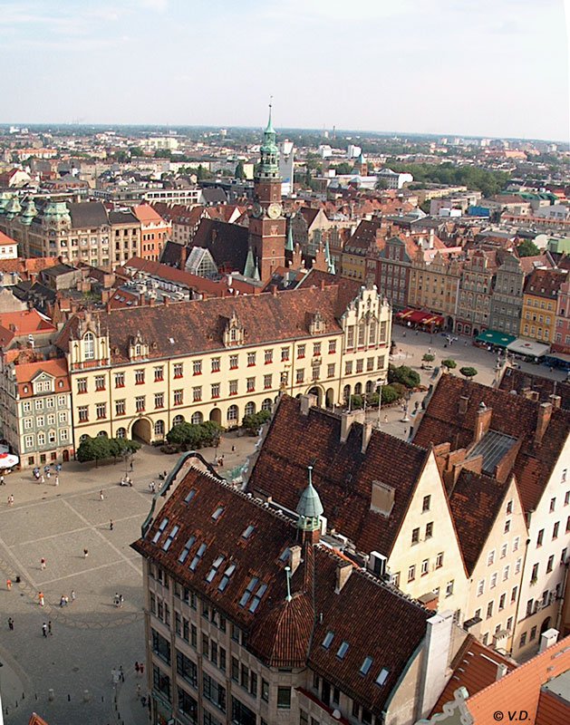 Breslau (Wroclaw), Blick auf das Zentrum, 11.08.2004
