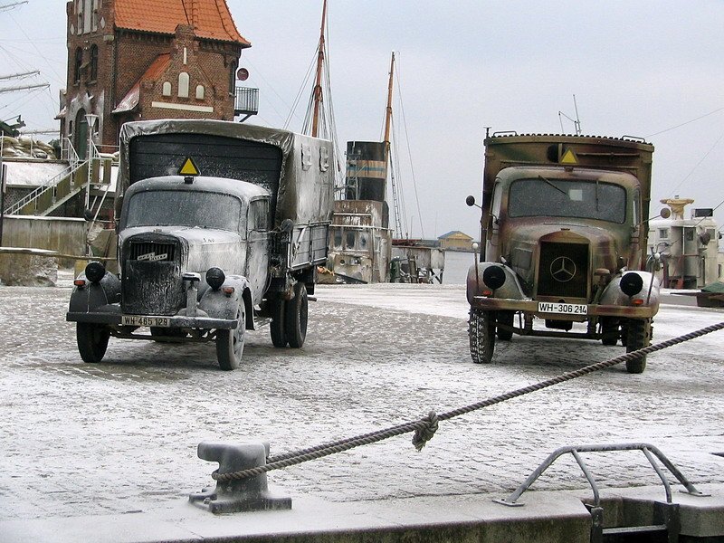 Das Lotsenhaus im Hafen von Stralsund im Winter 1944 gehrte auch zu den Dreharbeiten des Filmes untergang der Gustlof