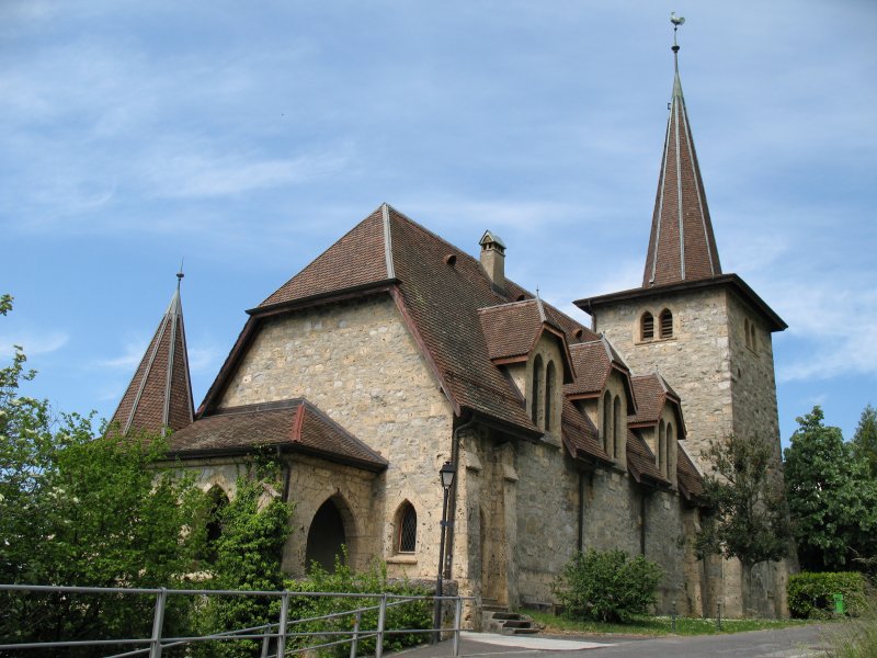 Der  Temple de Glion  , eine beliebte Hochzeitskirche 
in Glion(700 m..M.) ber dem Genfersee.