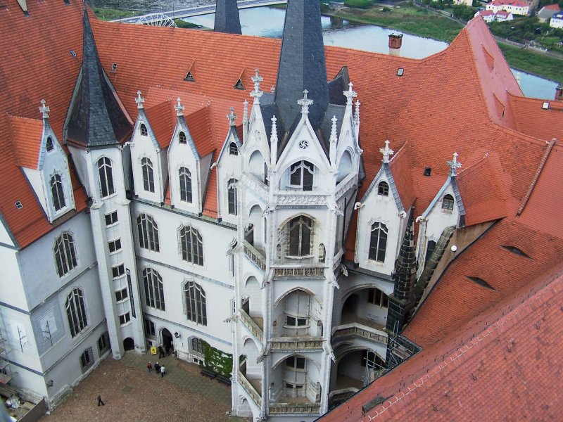 Detail der Albrechtsburg in Meien, vom Dom-Turm aus gesehen. Datum: 18.09.2005