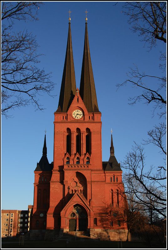 Die Chemnitzer Markuskirche erstrahlt im warmen Nachmittagslicht der Januarsonne am 13.01.08.