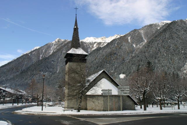 Die Kirche von Les Praz de Charmonix.