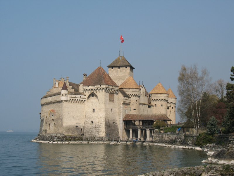 Die Sdostansicht des Chteau de Chillon. 
