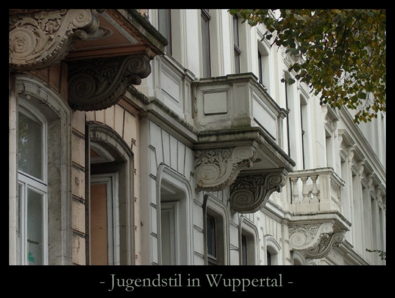 Dies ist ein Bild aus der Serie  Jugendstil und Grnderzeit in Wuppertal  und soll die versteckte und eigenwillige Schnheit des ltesten groen Industriezentrums Deutschlands, das Wuppertal nachweislich ist, hier ein wenig verdeutlichen.
