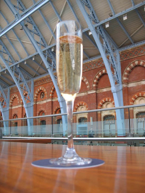 Ein Glas Champagner auf die kurze Reisezeit von Paris Nord nach London St Pancras: 2h15!
(22.04.2008)