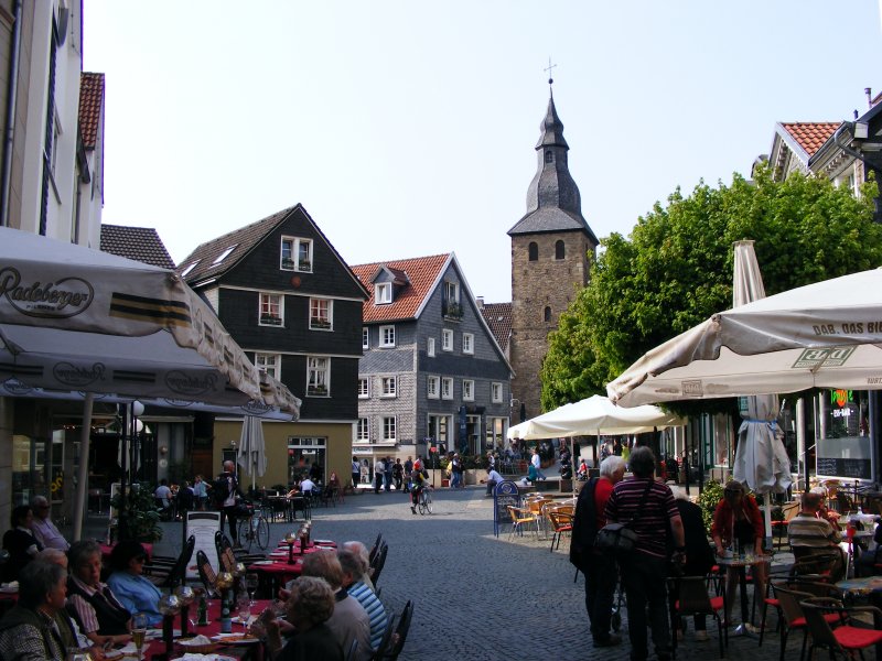 Ein Platz in der Altstadt von Hattingen am 15. April 2009.