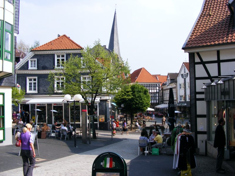 Ein Platz in der Hattinger Altstadt am 15. April 2009.