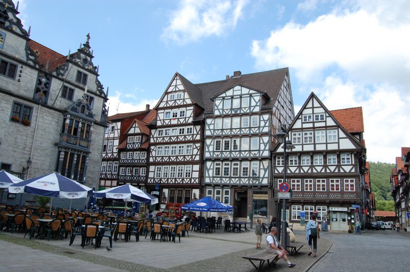 Ein Teil der Innenstadt von Hann.Mnden.  Solche Aufnahmen knnte man hier zu hunderten schieen. Dieses Stdtchen ist voll mit sehr gepflegten Fachwerkhusern.