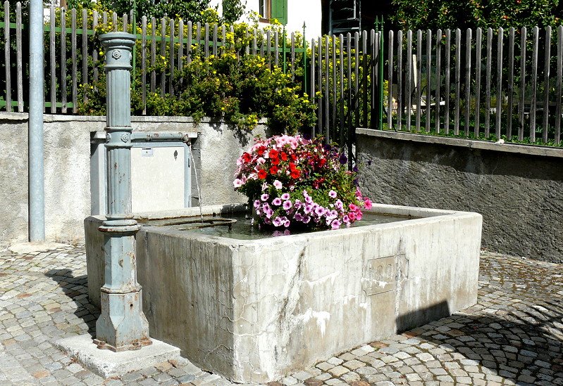 Einer der vielen Brunnen in Scuol am 27.08.2008