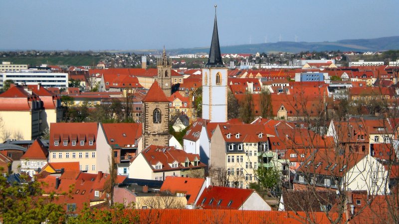 Erfurt - Blick vom petersberg auf die Altstadt Richtung Osten, Aufnahme von 1997